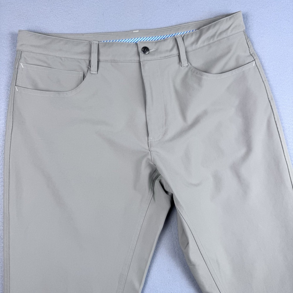 Footjoy Athletic Fit Chino Pant 35x30 Tan Golf 5-Pocket Logo Performance Stretch